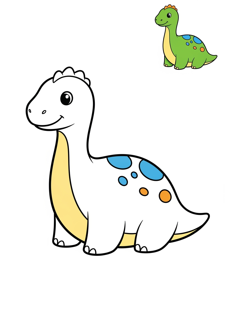 easy animals Dinosaurs diplodocus kids coloring page 0