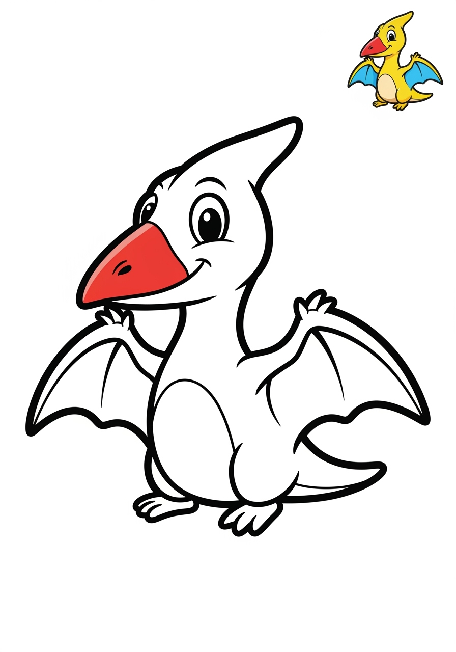 easy animals Dinosaurs pterodactyl kids coloring page 0