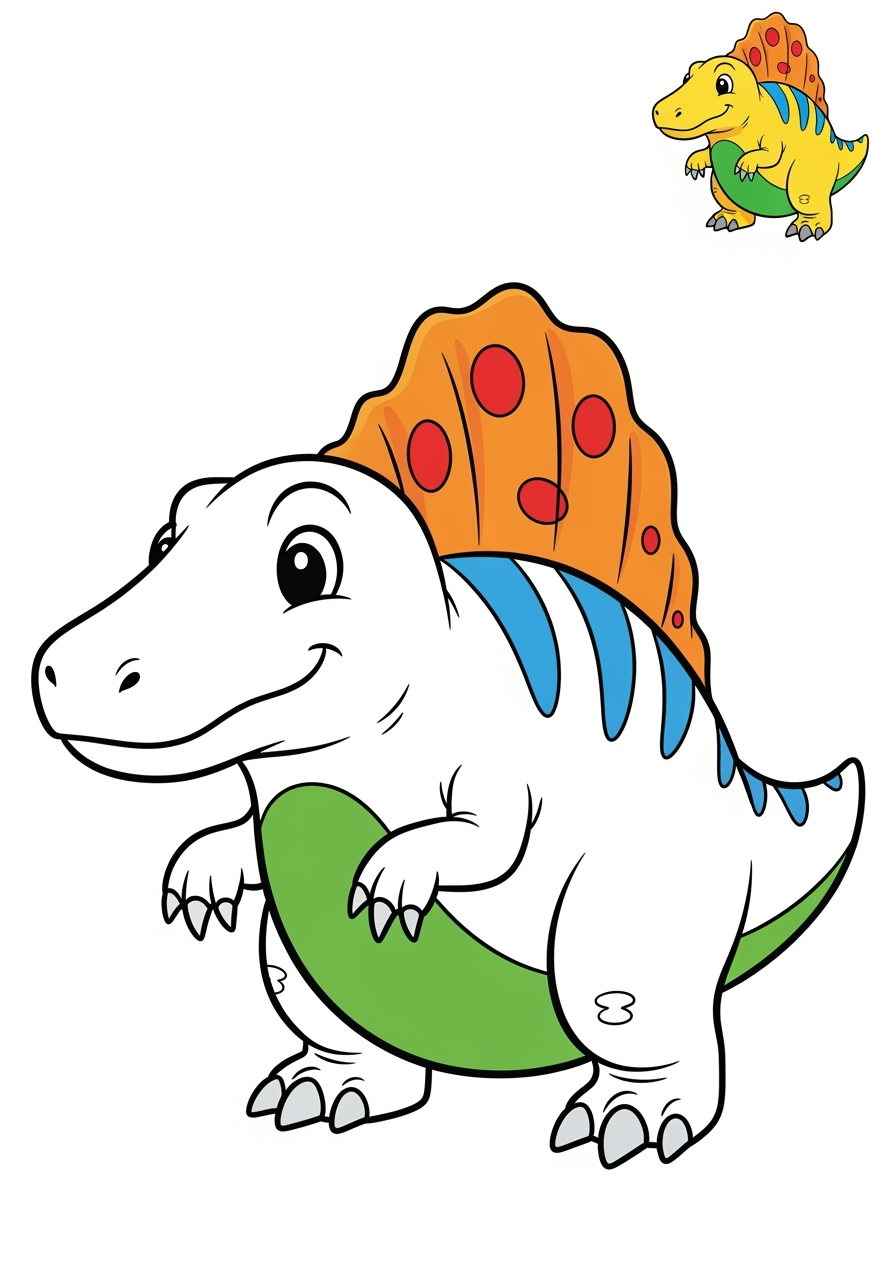 easy animals Dinosaurs spinosaurus kids coloring page 0