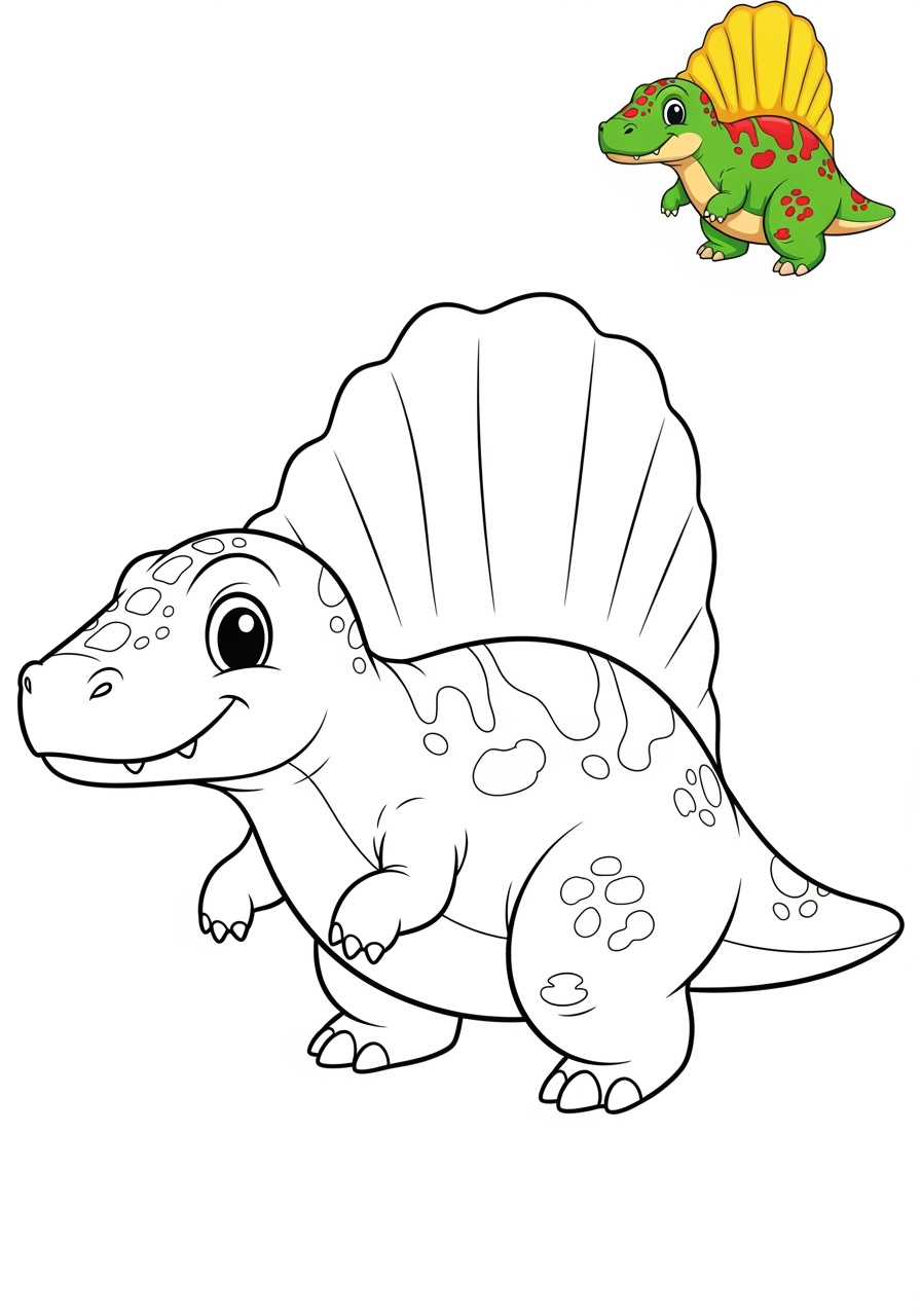 easy animals Dinosaurs spinosaurus kids coloring page 1