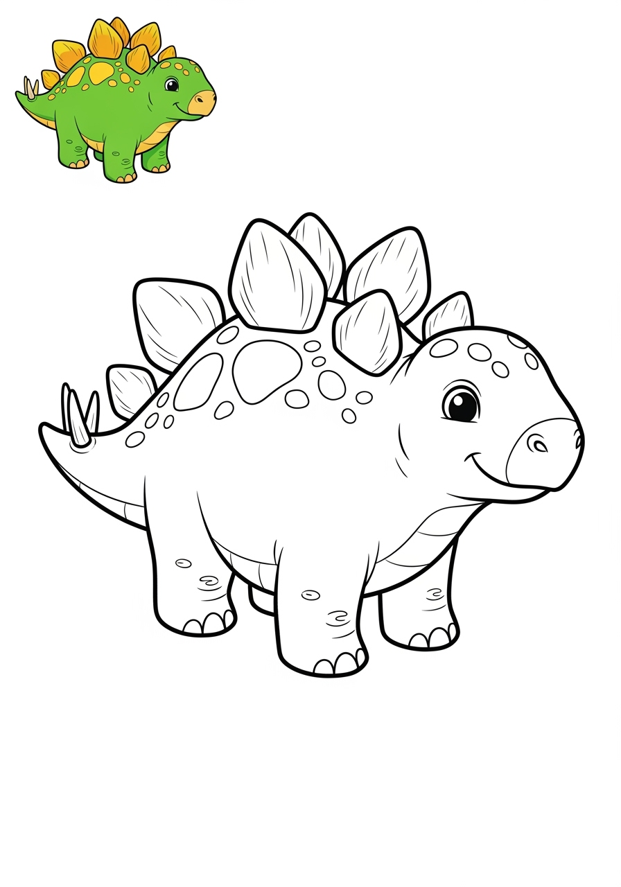 easy animals Dinosaurs stegosaurus kids coloring page 0