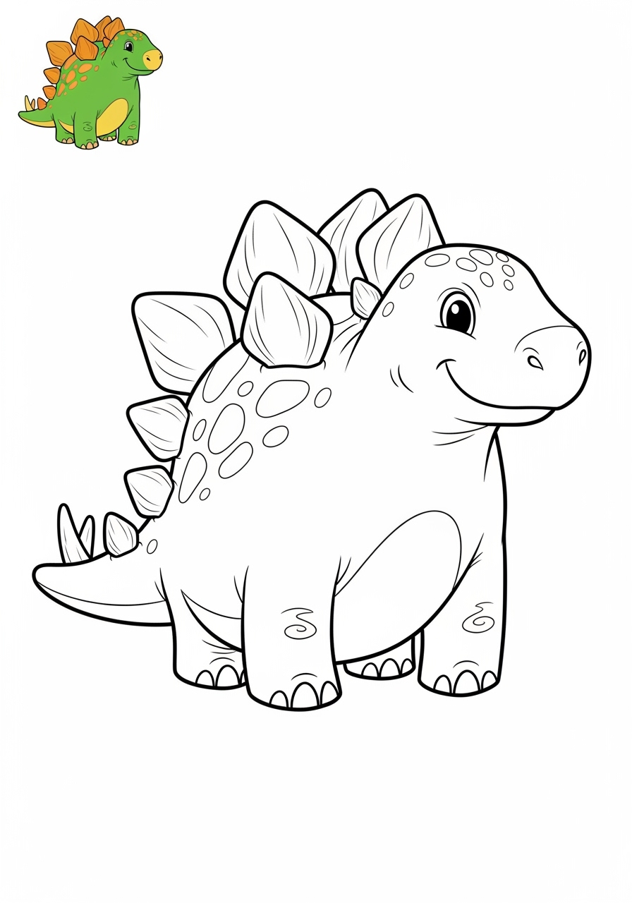 easy animals Dinosaurs stegosaurus kids coloring page 1