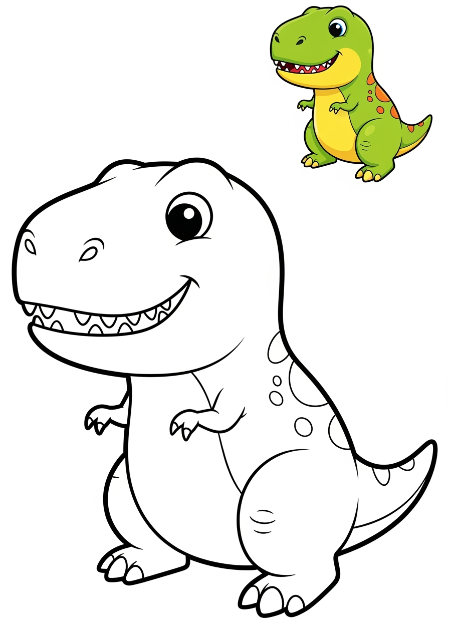 easy animals Dinosaurs tyrannosaurus kids coloring page 0