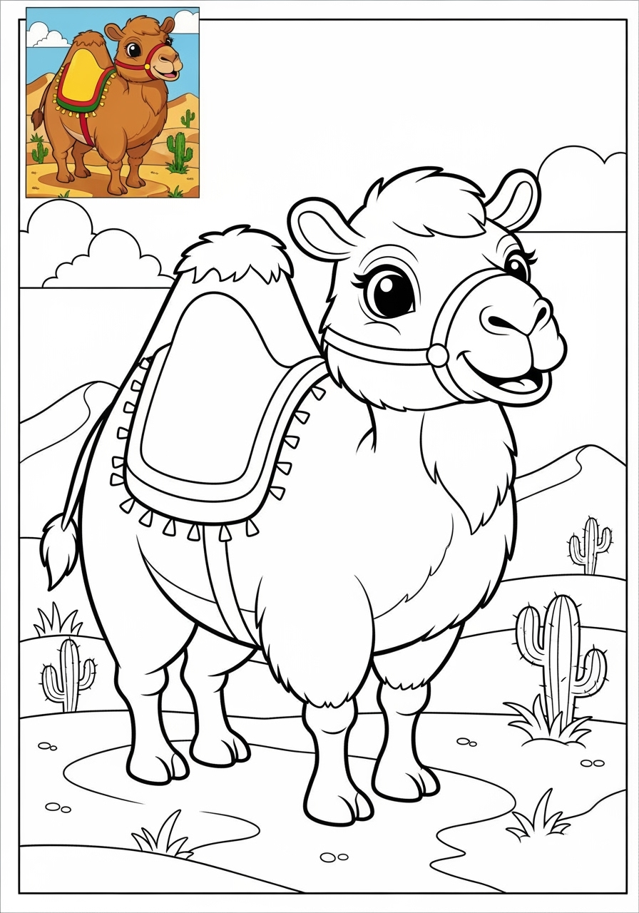 easy animals Säugetiere (Verschiedene) camel kids coloring page 0