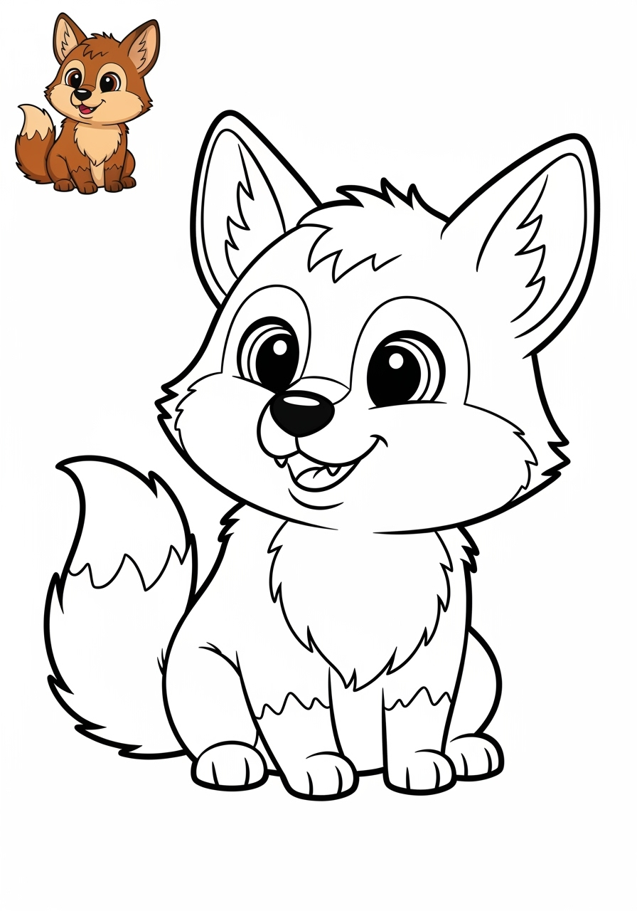 easy animals Säugetiere (Verschiedene) coyote kids coloring page 0