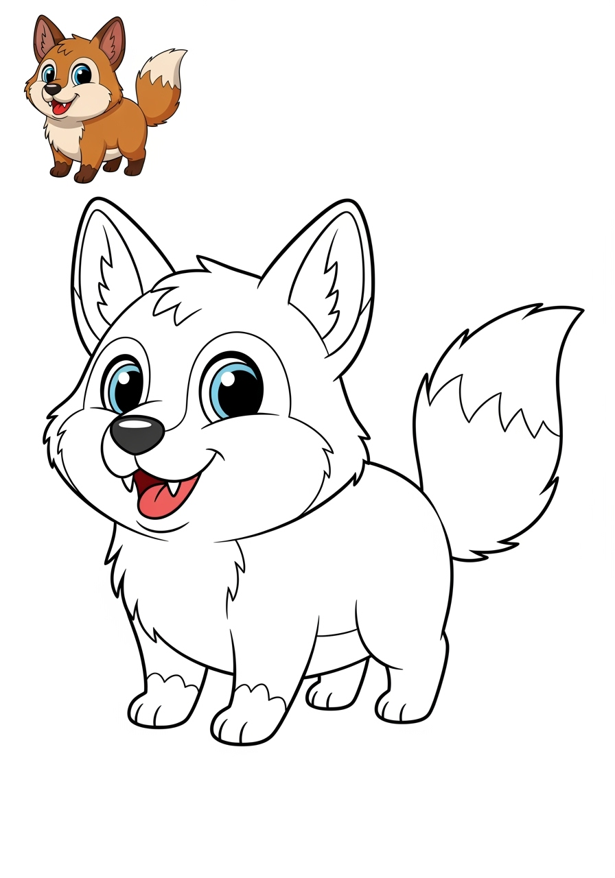 easy animals Säugetiere (Verschiedene) coyote kids coloring page 1