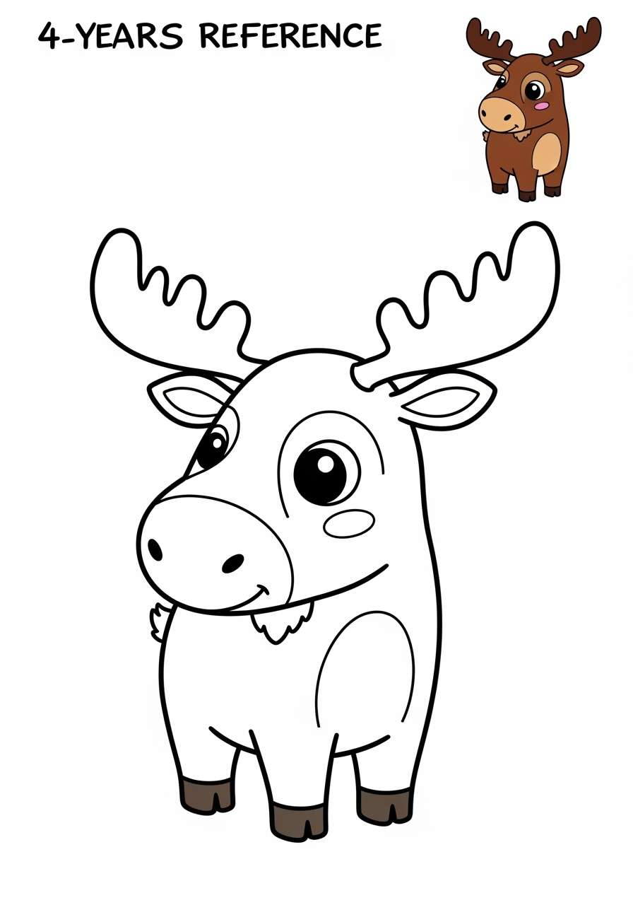 easy animals Säugetiere (Verschiedene) moose kids coloring page 0