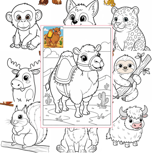 Easy Animals Mammals (Various) Coloring Sheets Collections Thumbnail