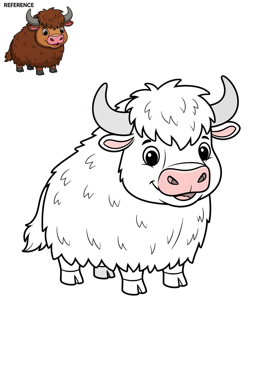 easy animals Säugetiere (Verschiedene) yak kids coloring page 0