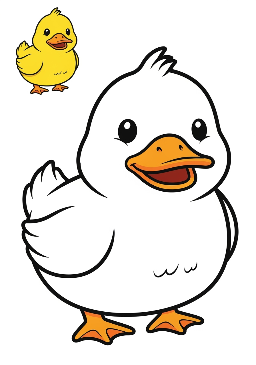 easy animals Birds duck kids coloring page 1