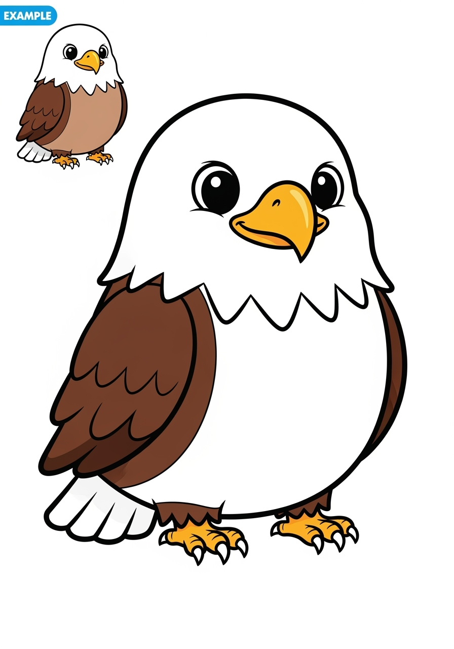 easy animals Birds eagle kids coloring page 0