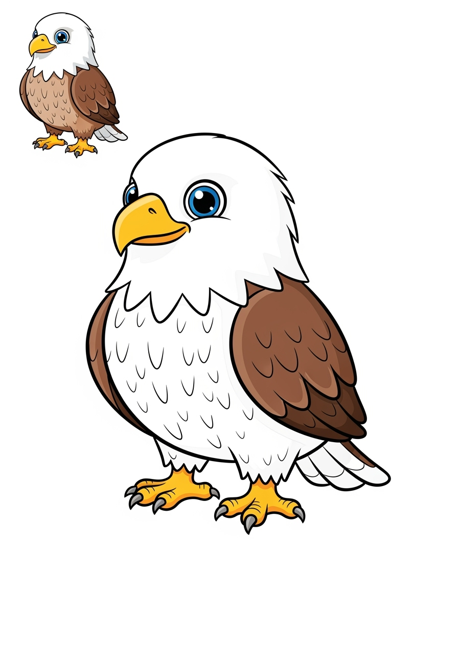 easy animals Birds eagle kids coloring page 1