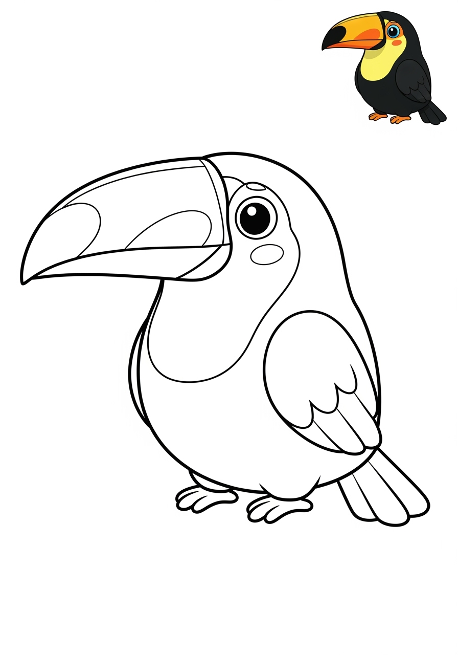 easy animals Birds toucan kids coloring page 0