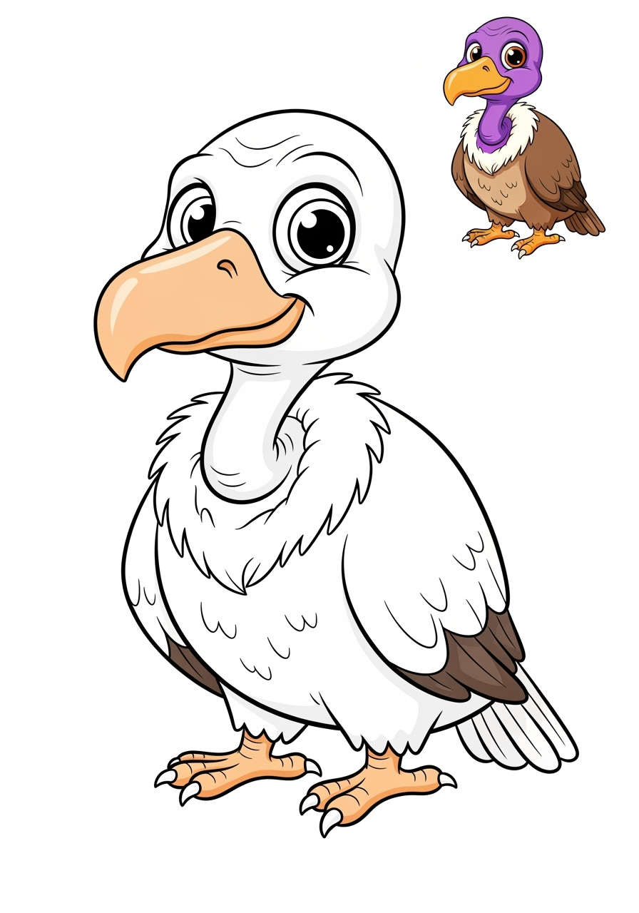 easy animals Birds vulture kids coloring page 0