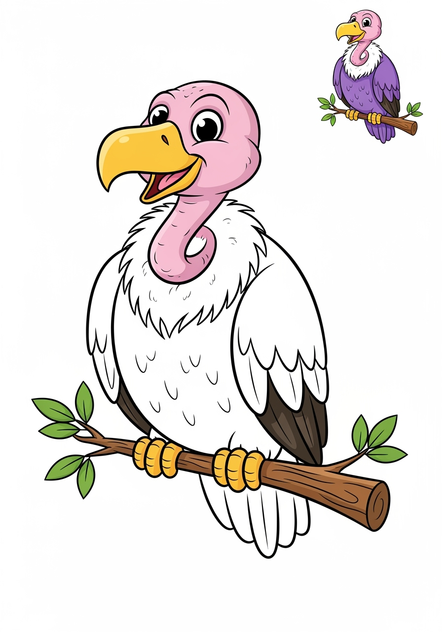 easy animals Birds vulture kids coloring page 1
