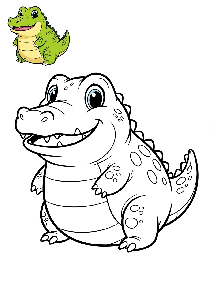easy animals Reptiles & Amphibiens alligator kids coloring page 0