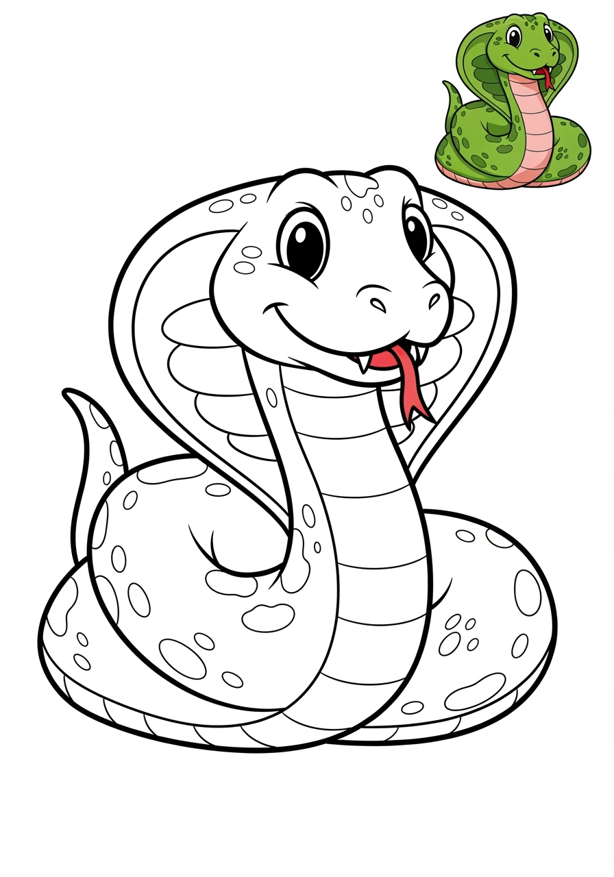 easy animals Reptiles & Amphibiens cobra kids coloring page 0