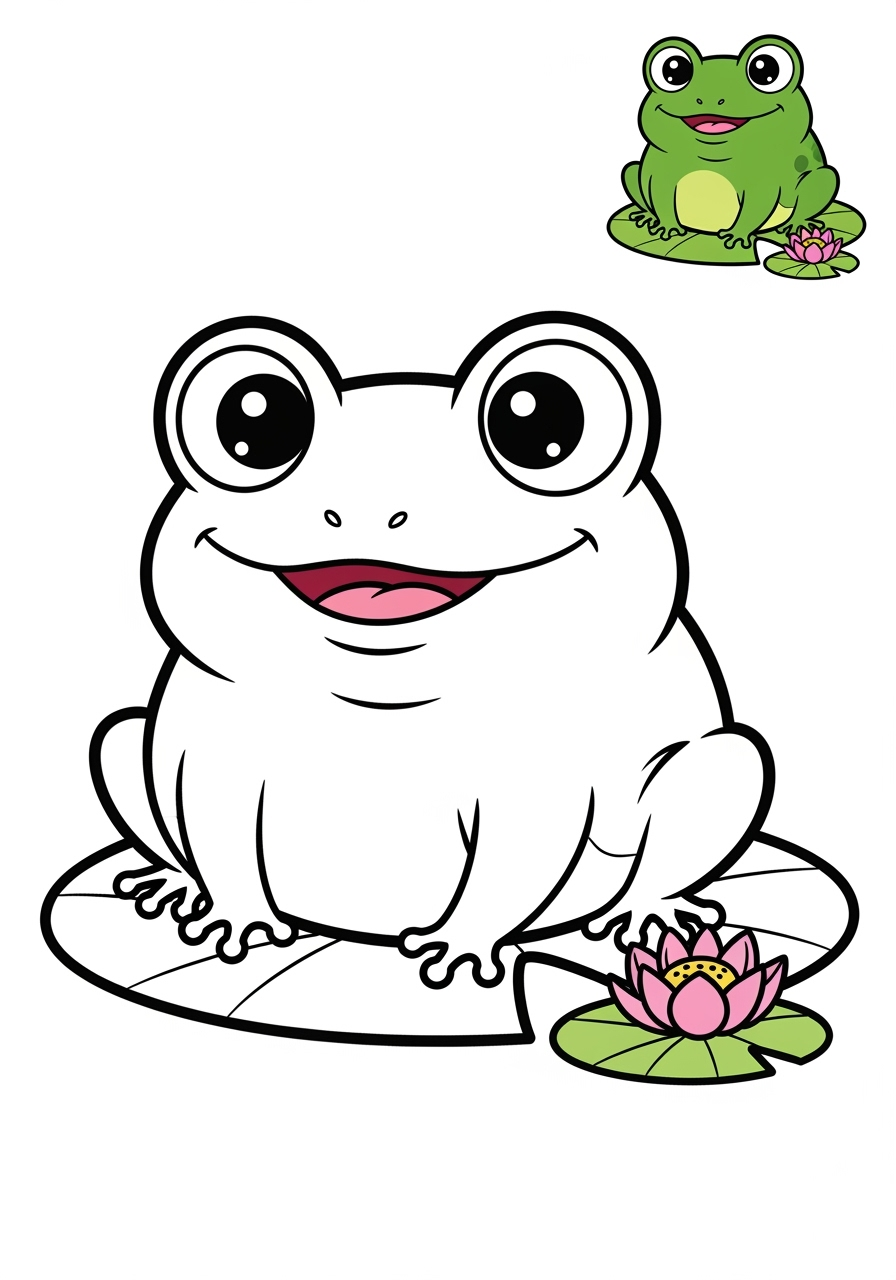 easy animals Reptiles & Amphibiens frog kids coloring page 0