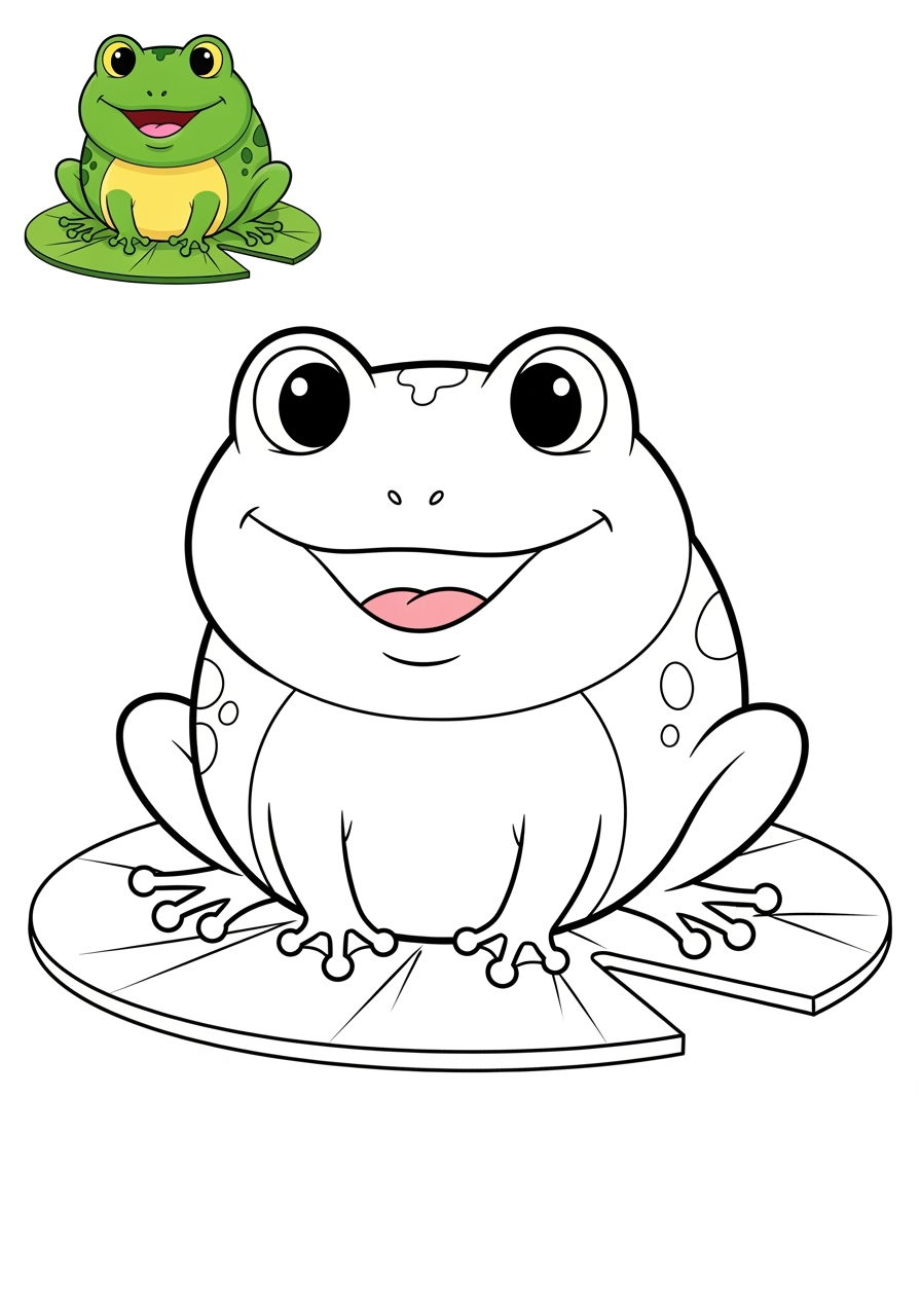 easy animals Reptiles & Amphibiens frog kids coloring page 1
