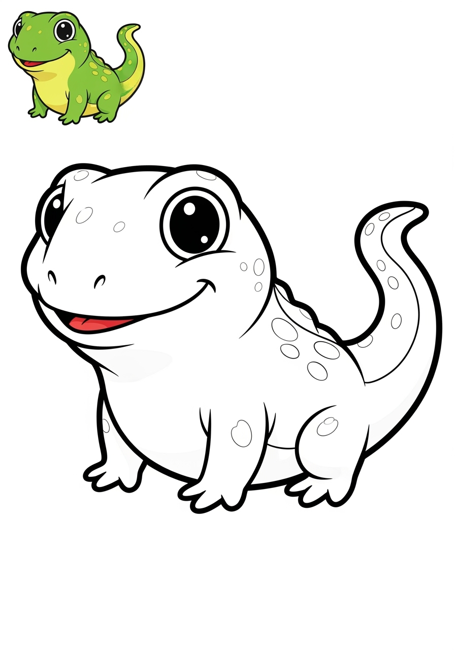 easy animals Reptiles & Amphibiens lizard kids coloring page 0