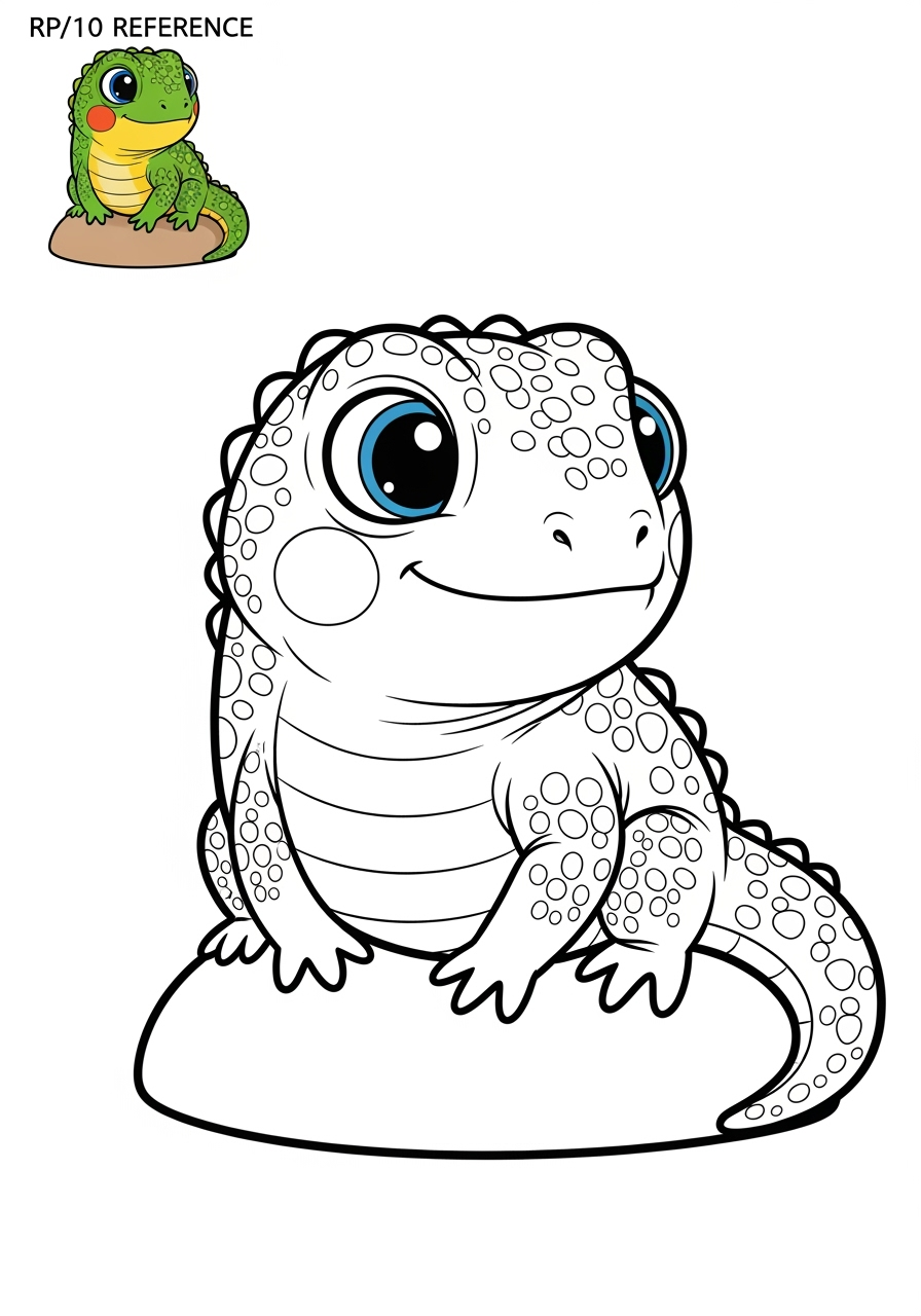 easy animals Reptiles & Amphibiens lizard kids coloring page 1