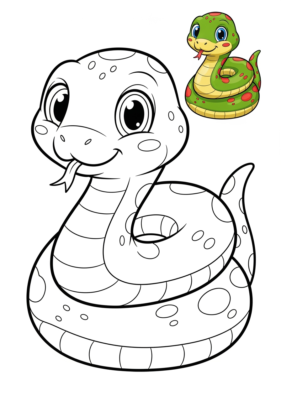 easy animals Reptiles & Amphibiens snake kids coloring page 0