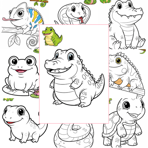 Easy Animals Reptiles & Amphibians Coloring Sheets Collections Thumbnail