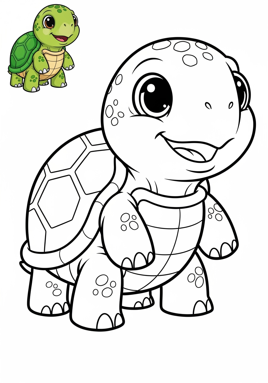 easy animals Reptiles & Amphibiens turtle kids coloring page 0