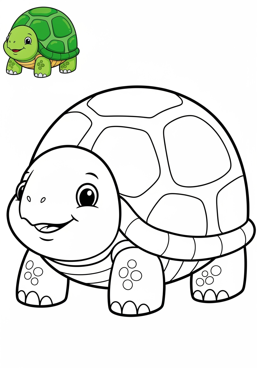 easy animals Reptiles & Amphibiens turtle kids coloring page 1