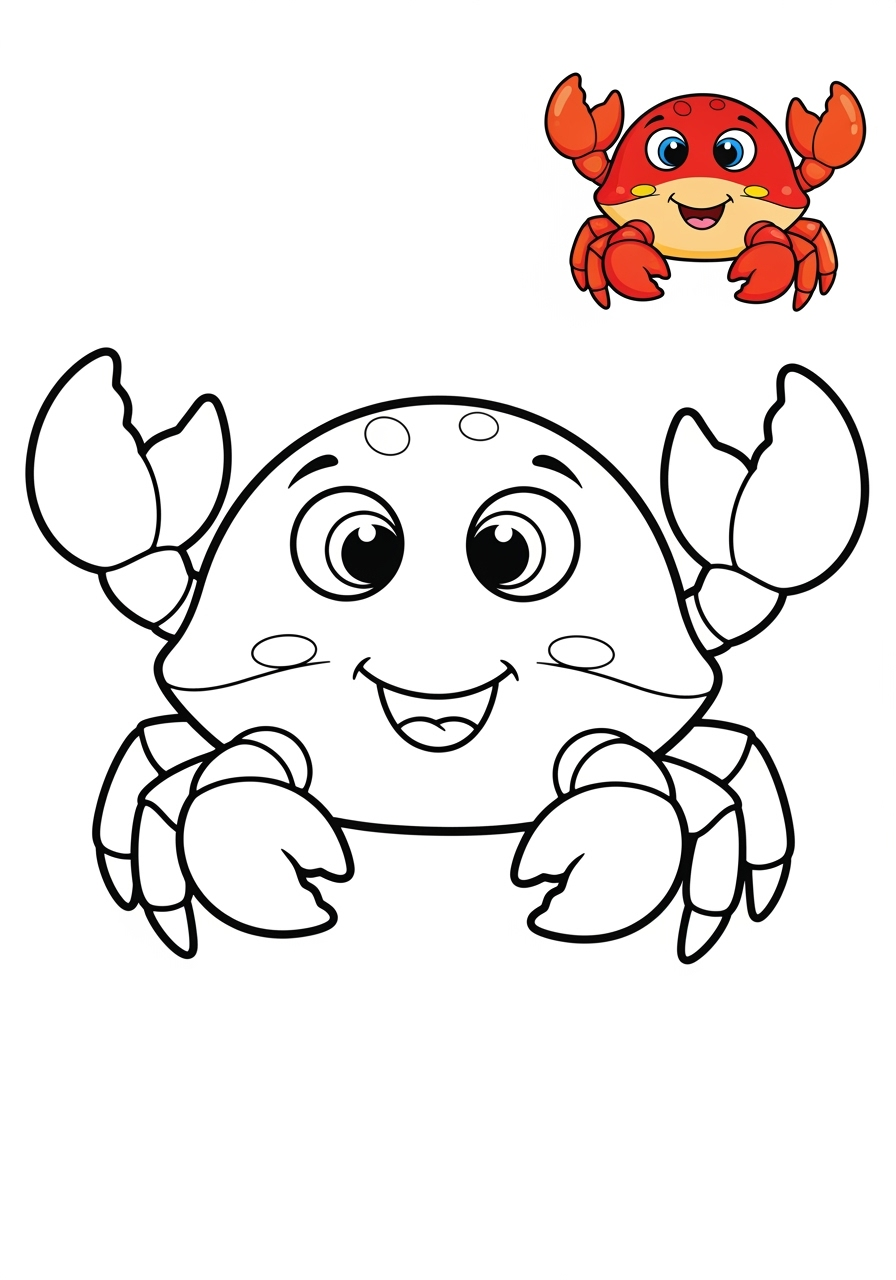 easy animals Marine Animals (Fish & Mammals) crab kids coloring page 0