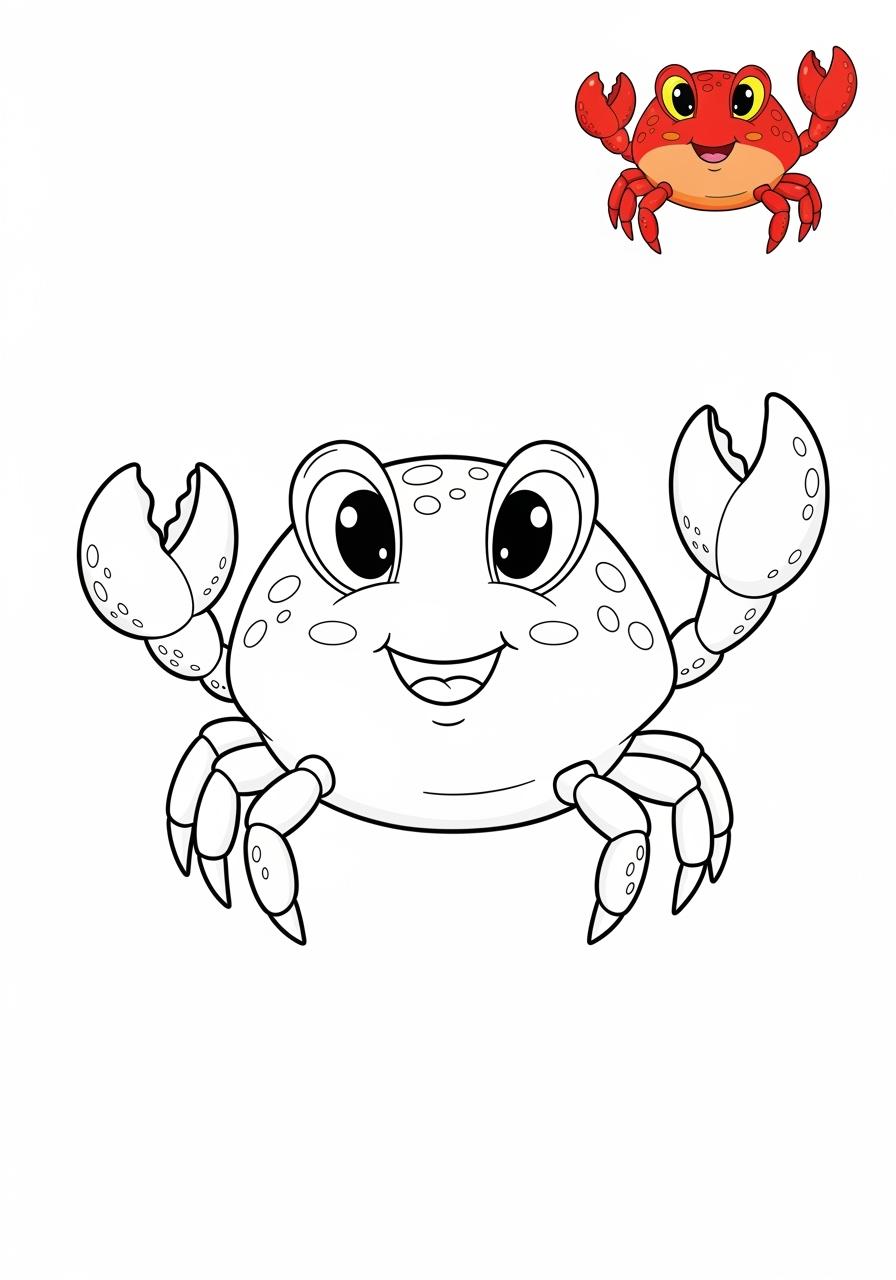 easy animals Marine Animals (Fish & Mammals) crab kids coloring page 1