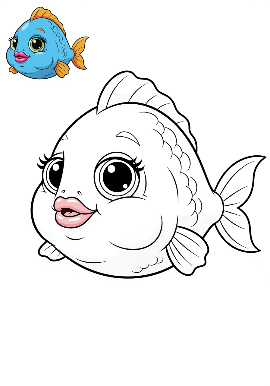 easy animals Marine Animals (Fish & Mammals) fish kids coloring page 0