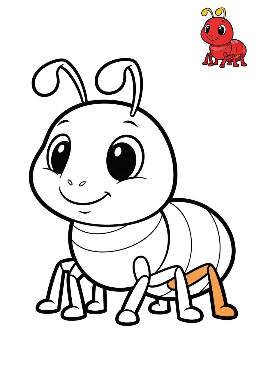 easy animals Insects & Arachnids ant kids coloring page 1