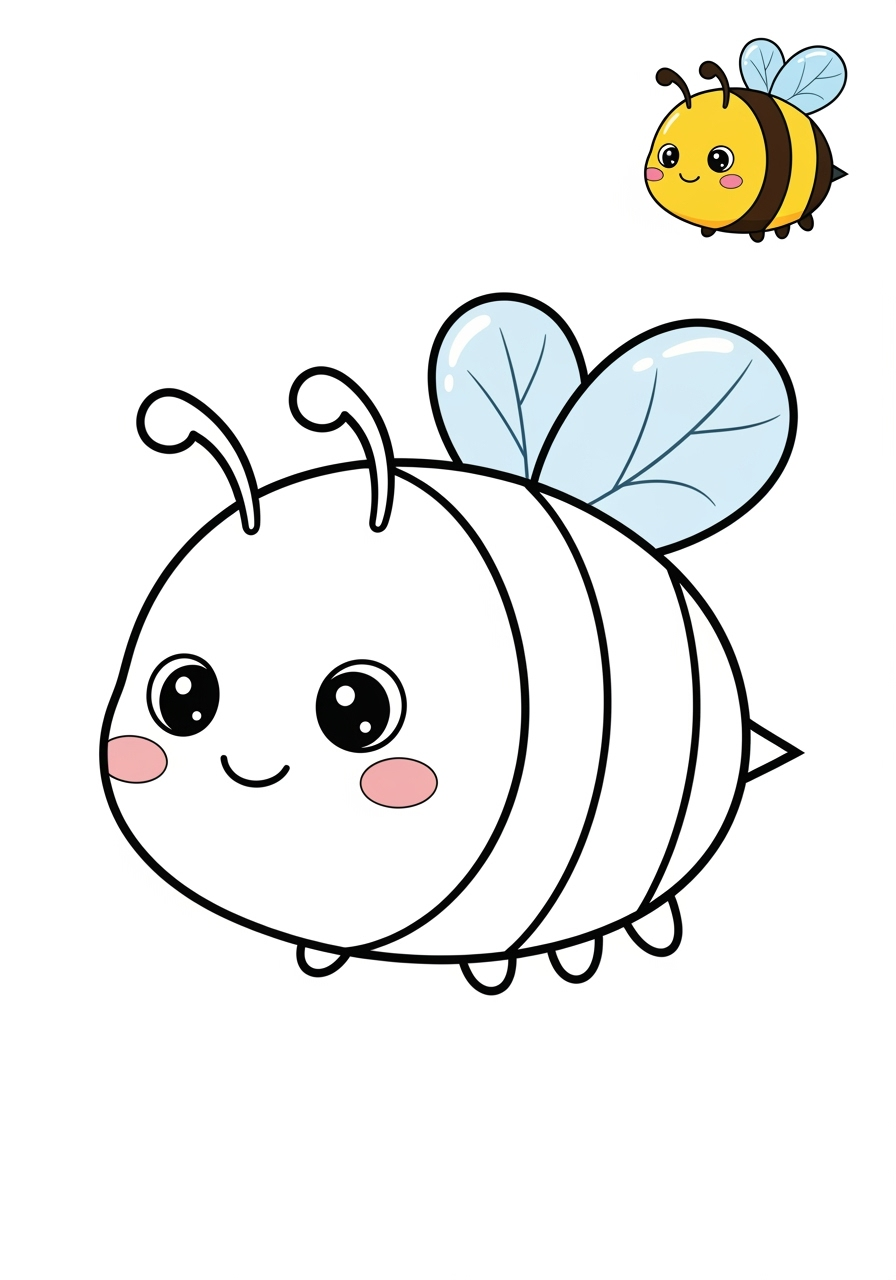 easy animals Insects & Arachnids bee kids coloring page 0