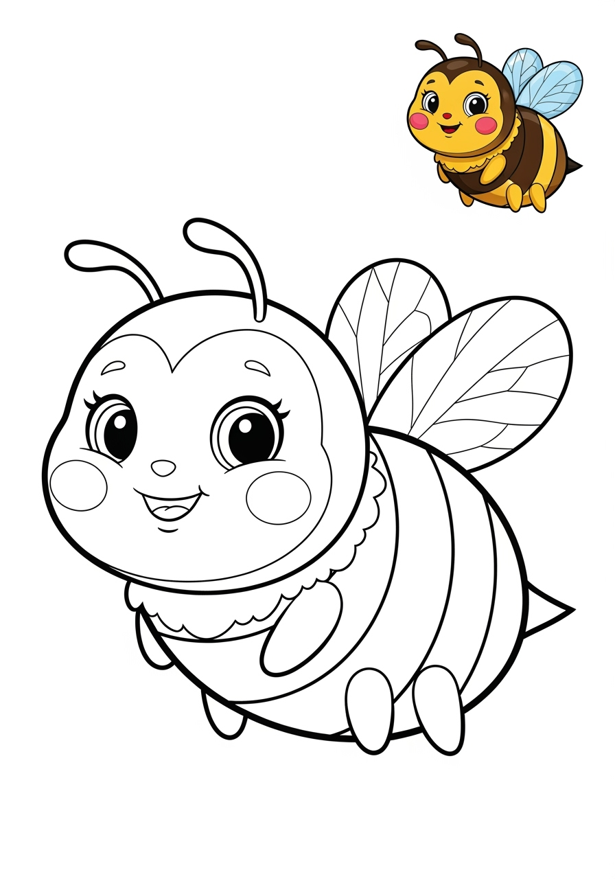 easy animals Insects & Arachnids bee kids coloring page 1