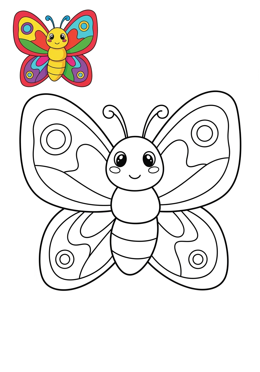 easy animals Insects & Arachnids butterfly kids coloring page 0