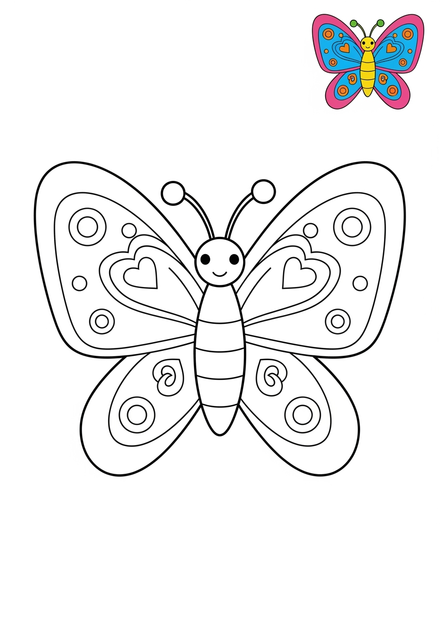 easy animals Insects & Arachnids butterfly kids coloring page 1