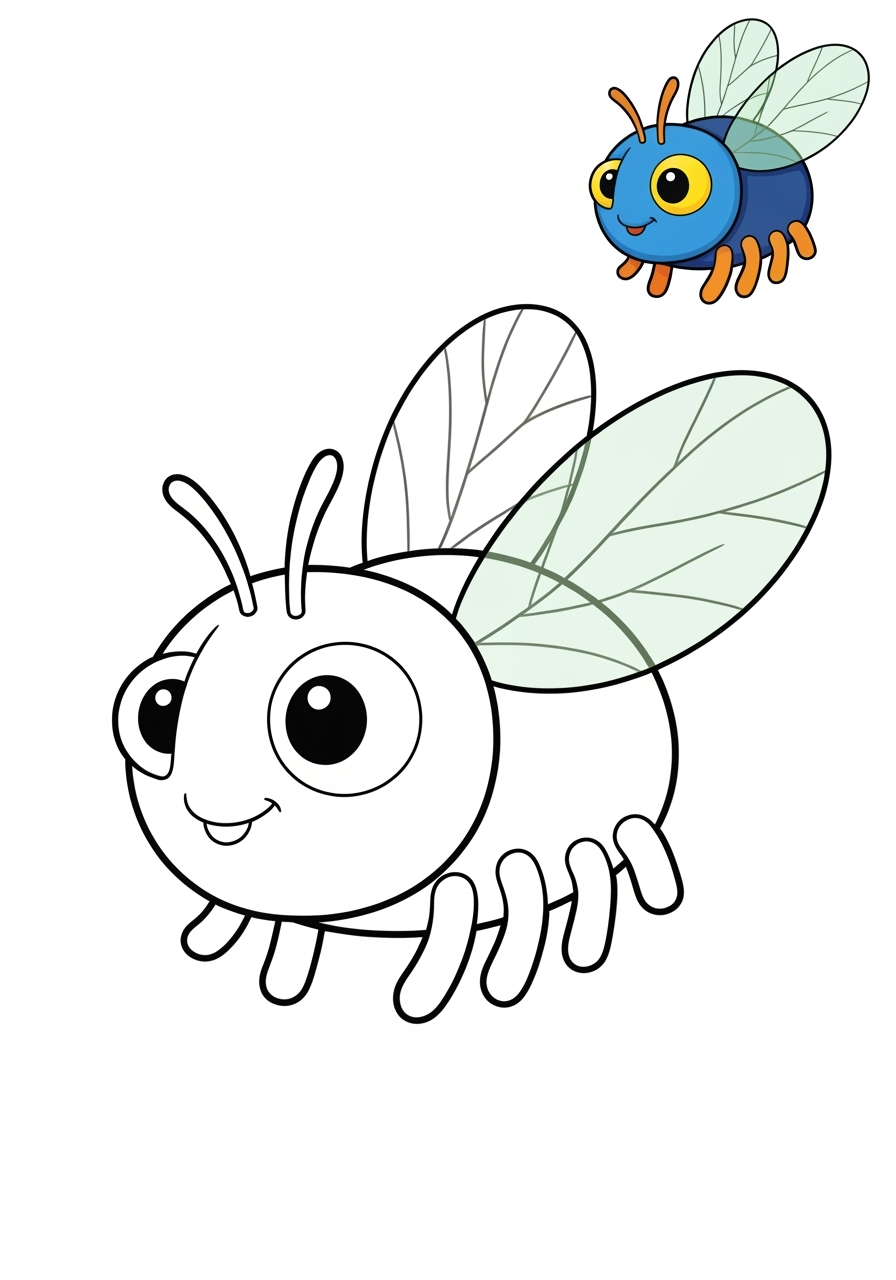 easy animals Insects & Arachnids fly kids coloring page 0