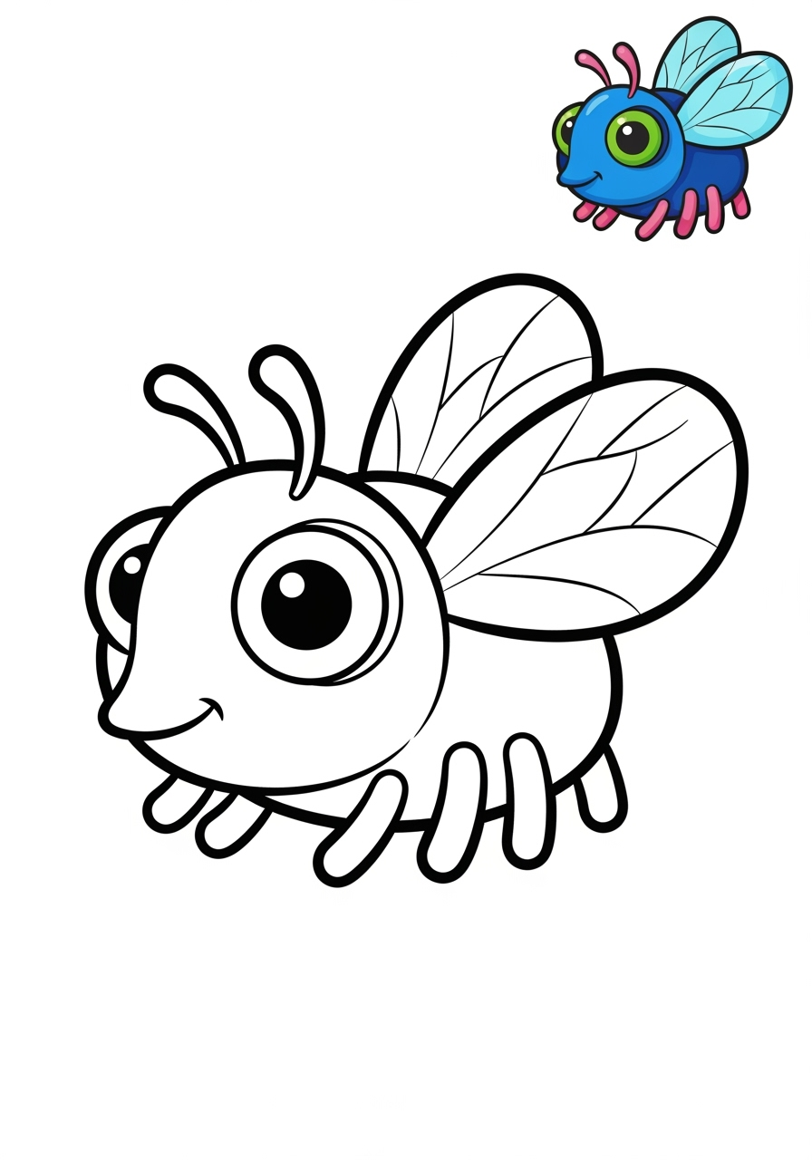 easy animals Insects & Arachnids fly kids coloring page 1