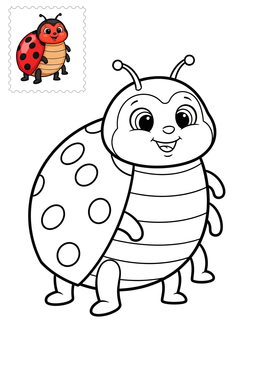 easy animals Insects & Arachnids ladybug kids coloring page 1