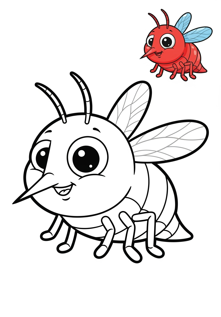 easy animals Insects & Arachnids mosquito kids coloring page 0