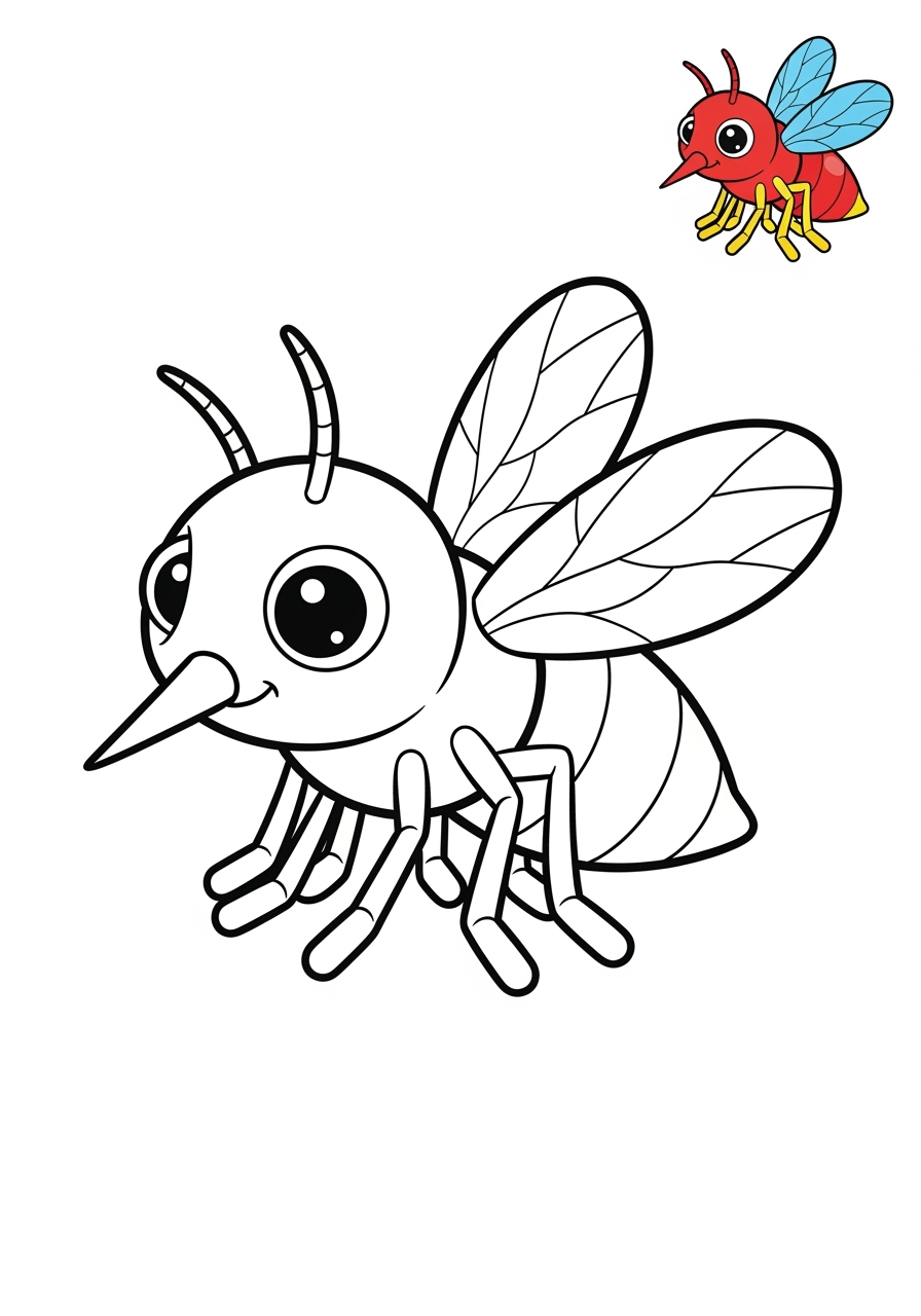 easy animals Insects & Arachnids mosquito kids coloring page 1
