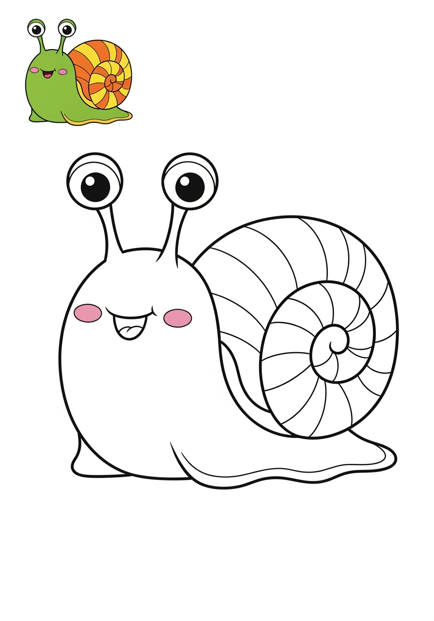 easy animals Insects & Arachnids snail kids coloring page 0