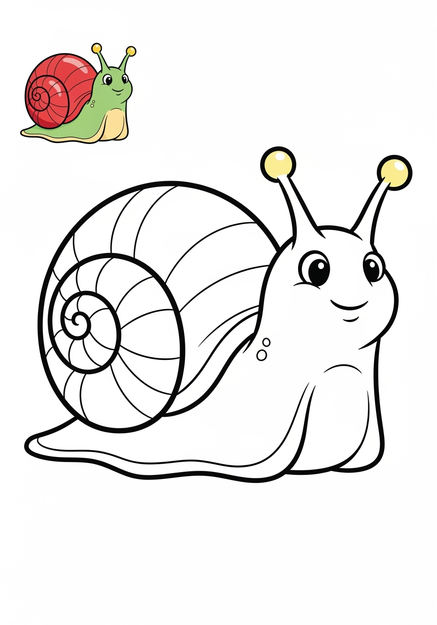 easy animals Insects & Arachnids snail kids coloring page 1
