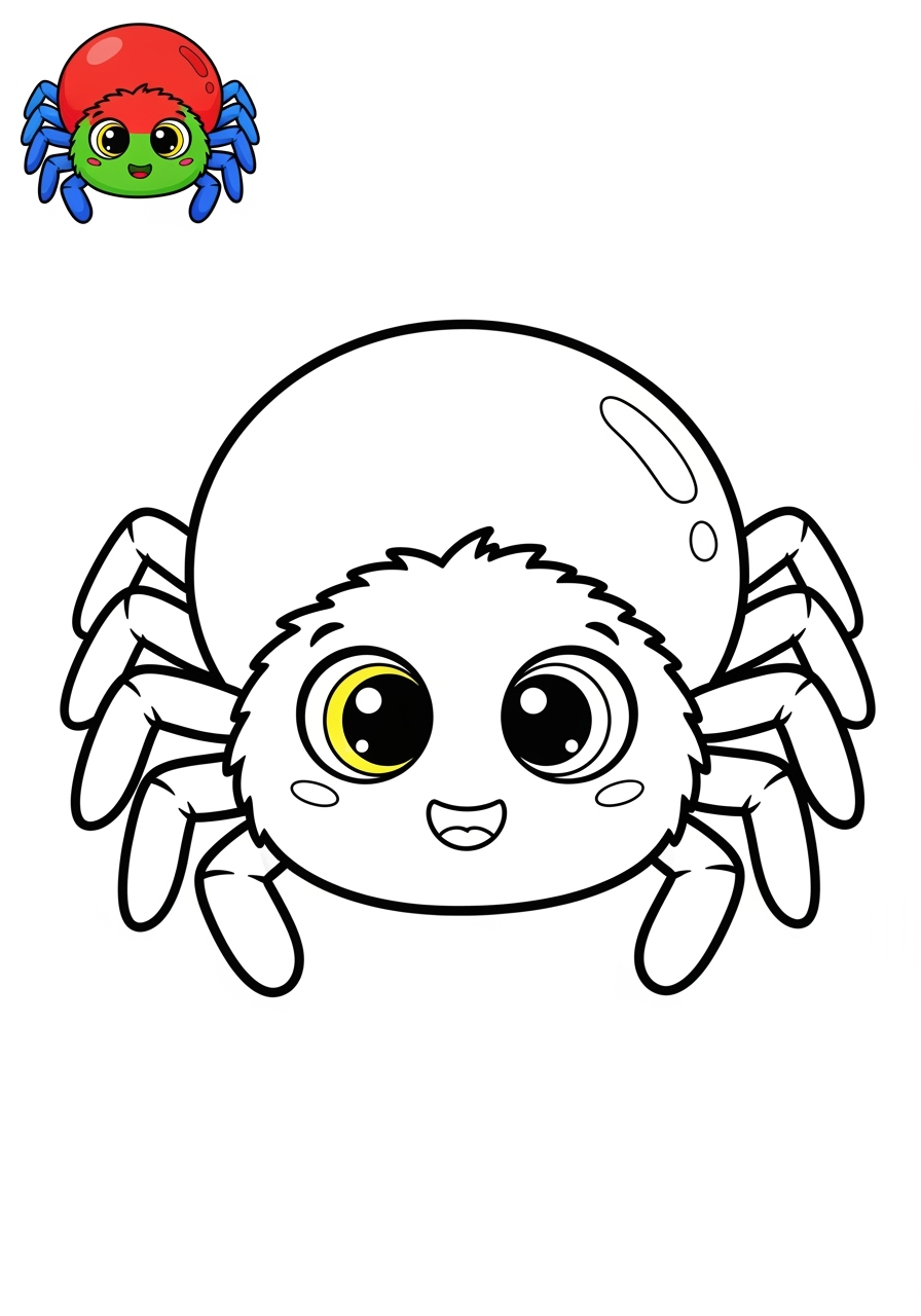 easy animals Insects & Arachnids spider kids coloring page 1