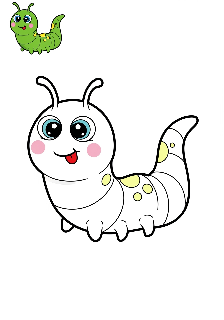 easy animals Insects & Arachnids worm kids coloring page 0