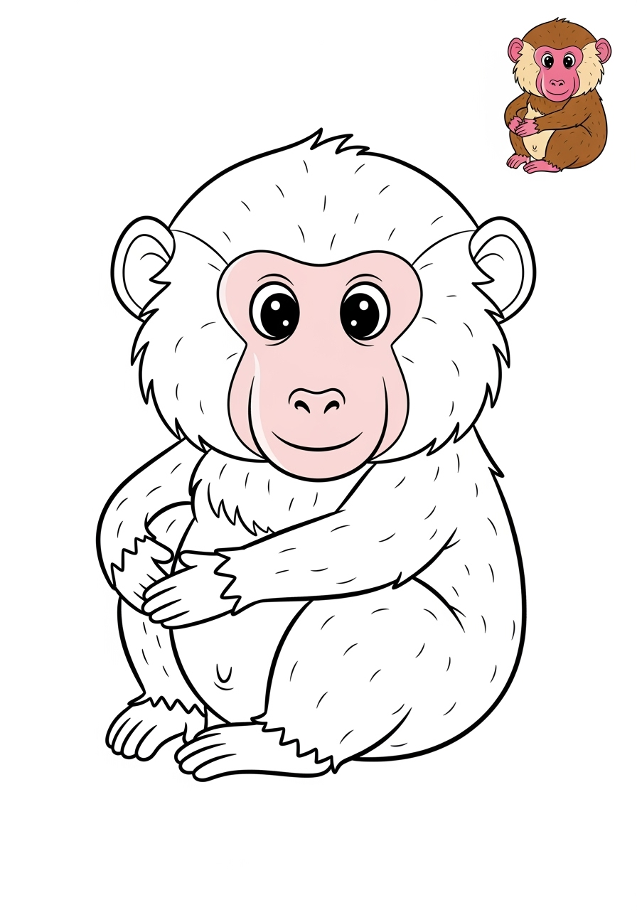 easy animals African Wildlife baboon kids coloring page 0