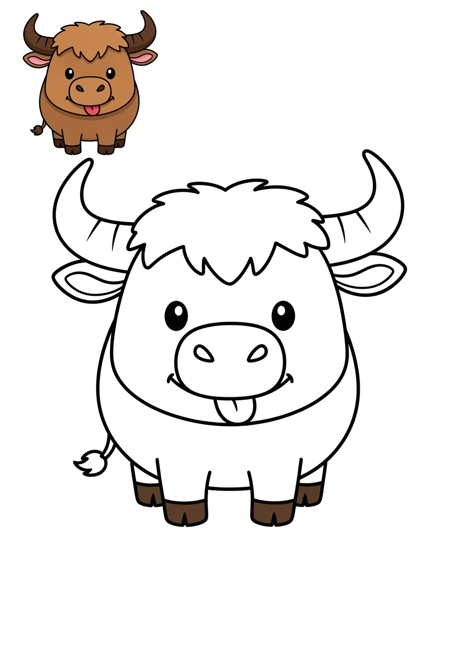easy animals African Wildlife buffalo kids coloring page 0