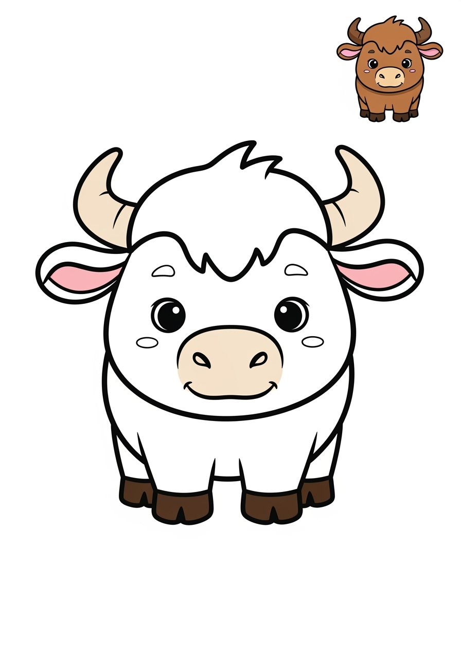easy animals African Wildlife buffalo kids coloring page 1