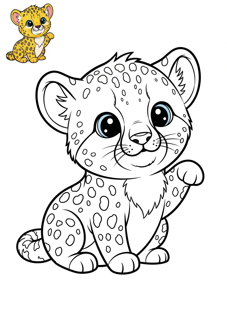 easy animals African Wildlife cheetah kids coloring page 0